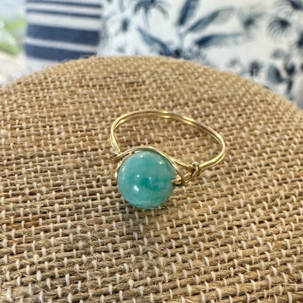 Gold-Filled Wire Wrapped Ring with Turquoise Stone NEW